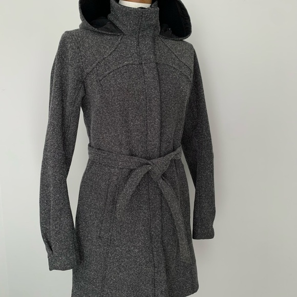 Lululemon Apres Sport Belted Jacket with Hood size 6 Brown/Grey/white tweed - Picture 3 of 12